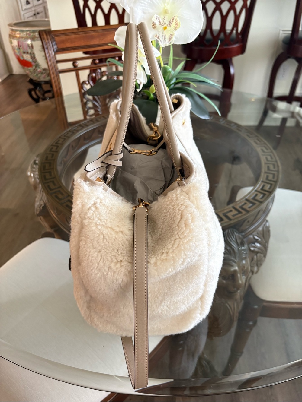 🤍🤍KATE SPADE EVERYTHING RACING STRIPE SHEARLING CREAM/MULTI TOTE BAG!🤍🤍 - Picture 4 of 12